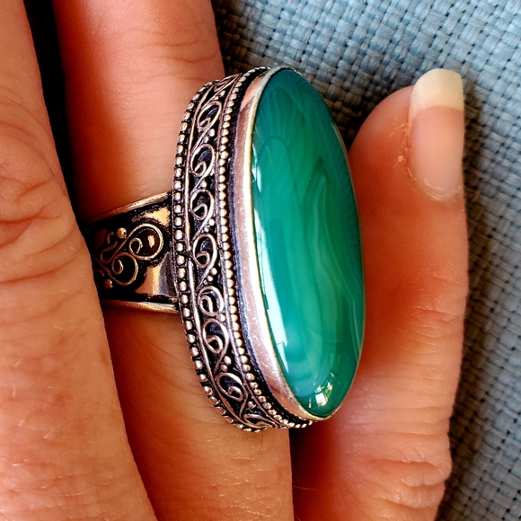 New Oversized Botswana Agate 925 Silver Ring. - Picture 6 of 11